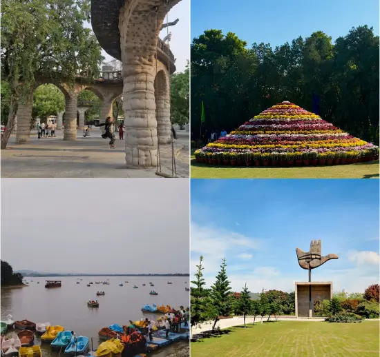Chandigarh City Tour 1 Chandigar city tourist places - rock garden, sukhna lake, hand monument and rose garden